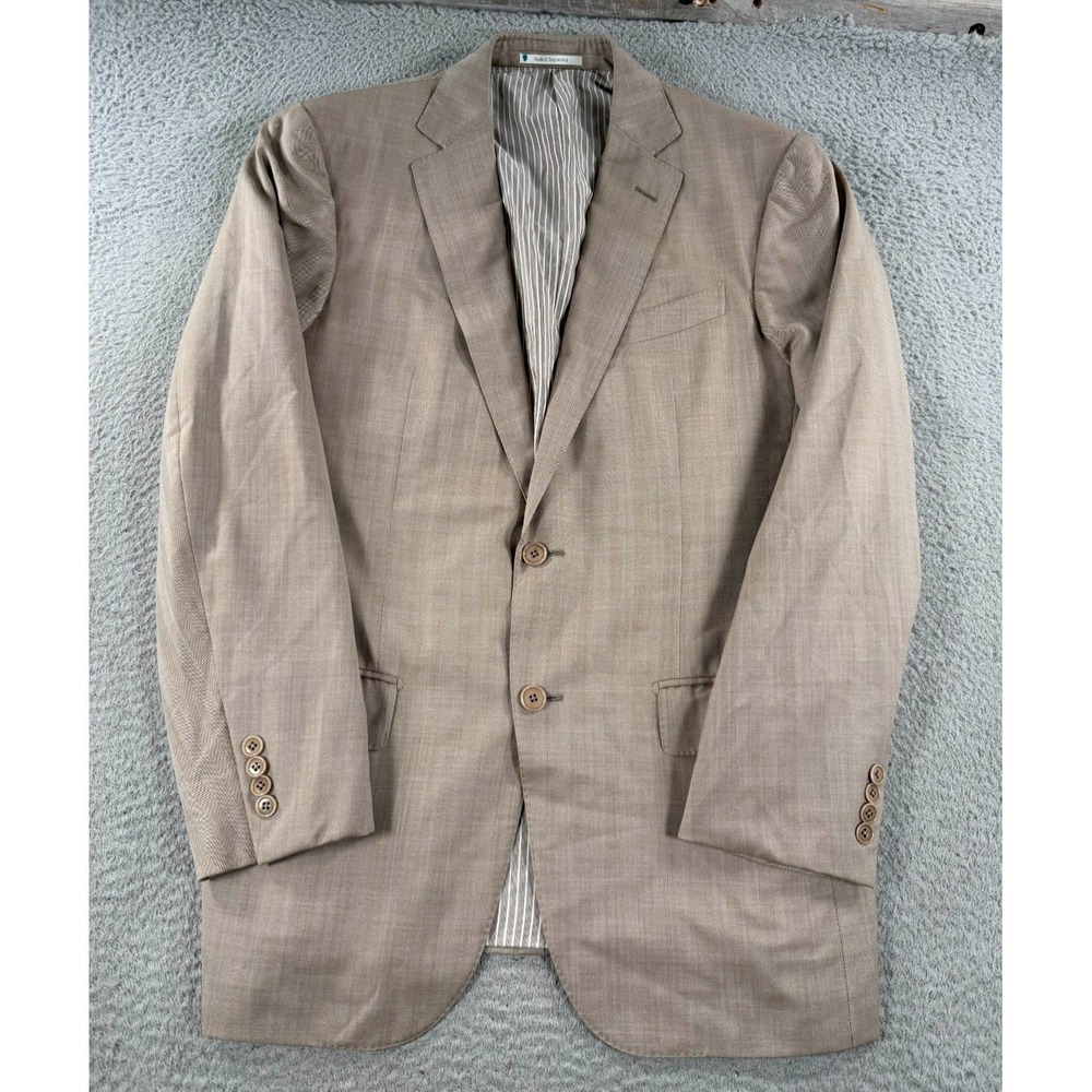 Ermenegildo Zegna Cool Effect Blazer Mens 42R Beige Herringbone Coat